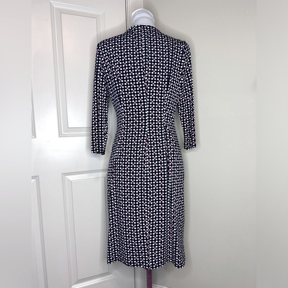 ELLEN TRACEY FAUX WRAPPED DRESS Stretchy Long Sleeve black pink white gray small - Picture 6 of 11